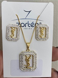 CONJUNTO INSPIRAÇÃO YSL VAZADO CRAV CRISTAL