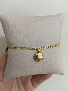 PULSEIRA ELO GRUMET PING DE BOLA CRAVEJADA