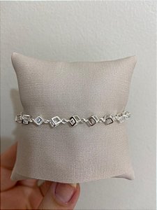 PULSEIRA DE CUBOS DE ZIRCÔNIAS PRATA