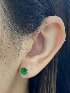 BRINCO PONTO LUZ VERDE ESMERALDA AÇO