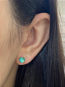 BRINCO PONTO LUZ CORAÇÃO AZUL TIFFANY AÇO
