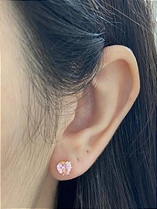 BRINCO PONTO LUZ CORAÇÃO ROSA BEBÊ AÇO