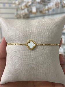 PULSEIRA AÇO TREVO MADREPEROLA BRANCO