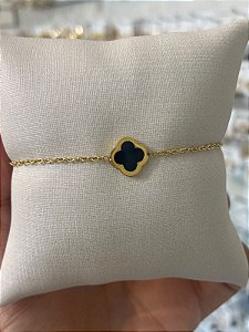 PULSEIRA AÇO TREVO MADREPEROLA PRETO