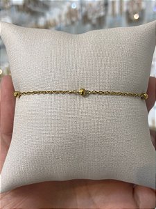 PULSEIRA AÇO BOLINHAS DOURADA