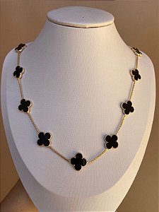 COLAR INSPIRAÇÃO VAN CLEEF DOURADO PRETO