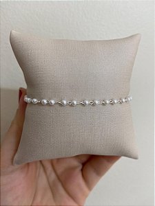 PULSEIRA BOLINHAS DE PEROLAS PRATA