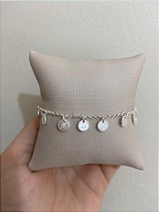PULSEIRA PIN MEDALHINHAS 10 MANDAMENTOS PRATA