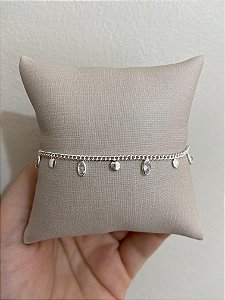 PULSEIRA PONTO OVAL DE LUZ E CHAPINHA LISA REDONDO PRATA