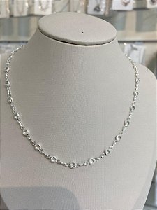 COLAR CHOCKER DE BOLINHAS CRISTAL PRATA