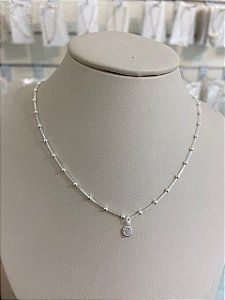 COLAR CHOCKER DE BOLINHAS COM PONTO DE LUZ CRISTAL PRATA