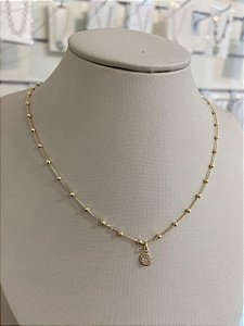 COLAR CHOCKER DE BOLINHAS COM PONTO DE LUZ CRISTAL DOURADA