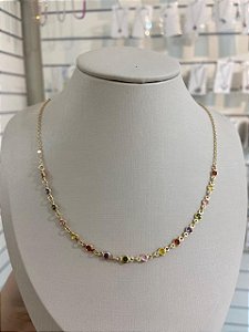 COLAR DOURADO CHOCKER ZIRCÔNIA COLORS