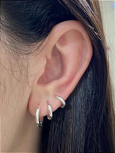 BRINCO TRIO ARGOLA LISA BANHO DE PRATA