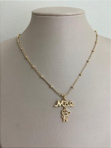 COLAR DOURADO DE BOLINHA PIN MÃE 1 MENINO