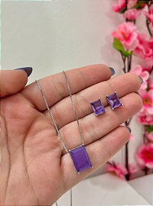 CONJUNTO RETANGULAR PEDRA VIOLETA