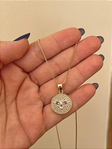COLAR COM MEDALHA DIVINO ESPIRITO SANTO DOURADA
