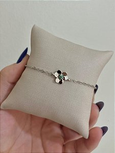 TORNOZELEIRA COM PIN FLOR NO RODIO