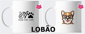Caneca "peace, love, dogs"