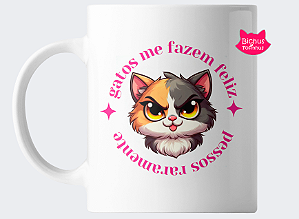 Caneca "gatos me fazem feliz, pessoas raramente"