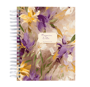 Caderno Pautado: Floral Abstrato - Roxo
