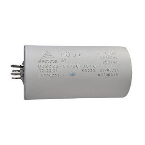 Capacitor Polipropileno 70uF x 250V Plástico Faston Epcos