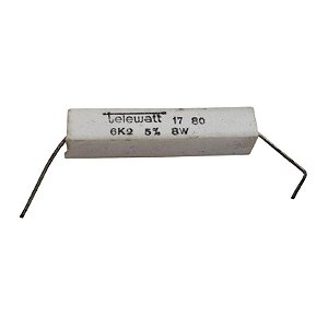 Resistor 6K2 8W 5% Axial Porcelana