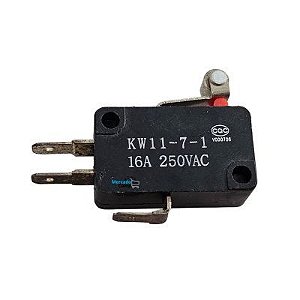 Chave Micro Switch KW11-7-1 16A 250V Preta Com Roldana Cqc
