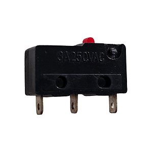 Chave Micro Switch Preta 3 Terminais 3A 250Vac