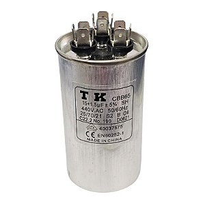 Capacitor Para Ar Condicionado 15+1.5uF x 440V 50/60Hz CBB65 TK