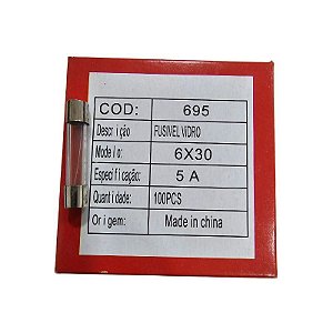 Fusível 5A 250V Grande 6X30 Vidro Cx 100pçs