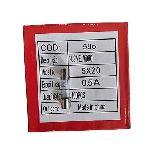 Fusível 500Ma = 0,5A 250V Pequeno 5X20 Vidro Cx 100pçs