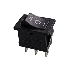 Chave Gangorra KCD1-103 6A 250V 10A 125V 3 Posições Preta 3 Terminais