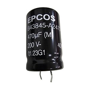 Capacitor Eletrolítico 470uF x 200V RD 85º Snapin 22DX35A Epcos