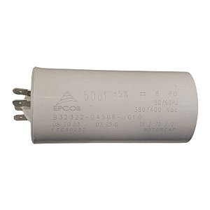 Capacitor Polipropileno 50uF x 380/400Vac 50/60Hz Plástico Faston Epcos