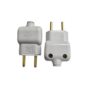 Tomada Macho 2 Pinos 10A 250V Branco Ilumi