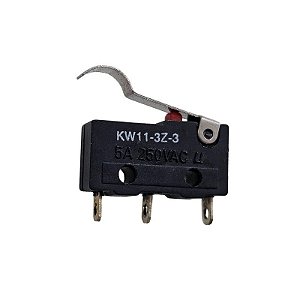 Chave Micro Switch KW11-3Z-3 5A 250Vac 3 Terminais Haste com Curva