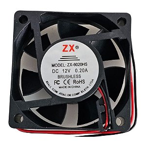 Cooler 60x60x20MM 12V 0.2A 2 Fios ZX-6020HS