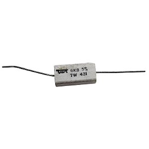 Resistor 6K8 7W 5% Axial Porcelana Branca