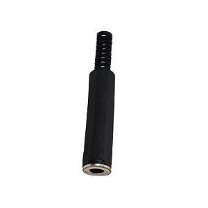 Conector Plug P10 Fêmea Preto Com Rabicho