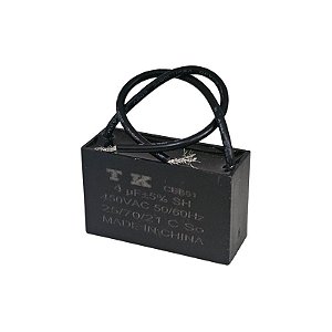 Capacitor Polipropileno 4uF x 450Vac 50/60Hz Fio CBB-61 TK