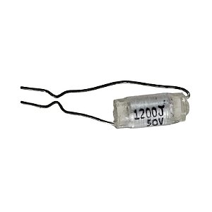 Capacitor Poliéster 1K2 x 50V Axial Pré Formado = 1200J - Ponto da Eletrônica