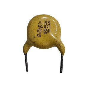 Capacitor Cerâmico 470pF = NS471 5D 560-2 565-1LL2Y Y Amarelo