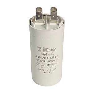 Capacitor Polipropileno 35uF x 250Vac 50/60Hz CBB60 Plástico Faston TK