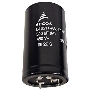 Capacitor Eletrolítico 820uF x 450V RD 85º Snapin 4 Terminais Epcos