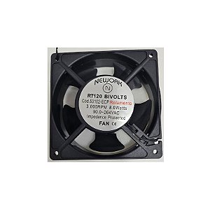 Cooler 12x12x38MM Biv 110/220V Com Rolamento 3.000RPM 8W 2 Fios RT-120 = 53.102-ECP