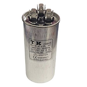 Capacitor Polipropileno Duplo 35+1,5uF x 440Vac 50/60Hz Alumínio CBB65 TK