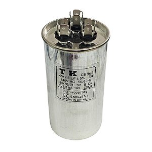 Capacitor Polipropileno Duplo 45+2.5uF x 440VAC 50/60HZ Aluminio Faston TK CBB65