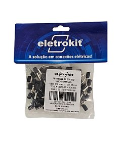 Terminal Ilhós Simples 1,5MM Preto Eletrokit Kit 100Pçs
