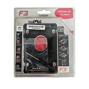 Adaptador Caddy F-CY01 Segundo Hd F3 Drivers de 12,7MM Para Notebook